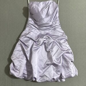 Vtg Dress Mini Strapless Bubble tiered hem satin dress sz 2 Y2K Lavender Formal